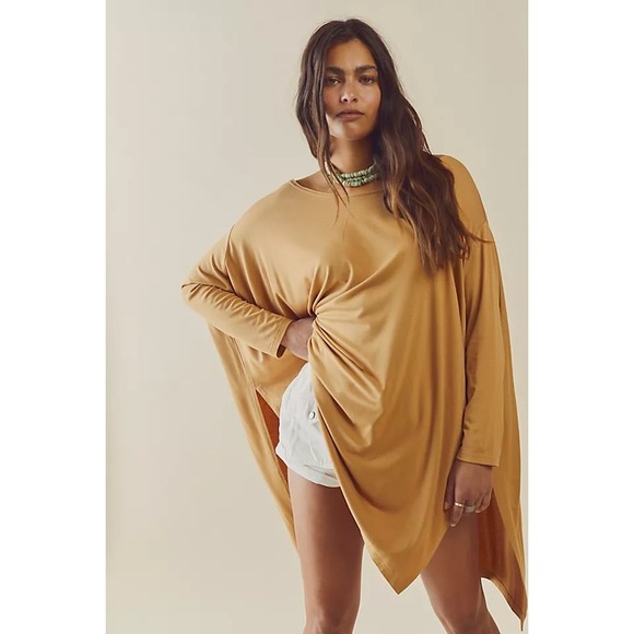 Free People Beach Big Dipper Oversized Tee Tan Size XS/S Casual Layered Breezy - Picture 1 of 11